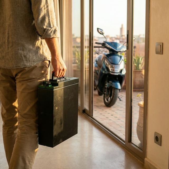Batterie amovible transportée à domicile pour recharge