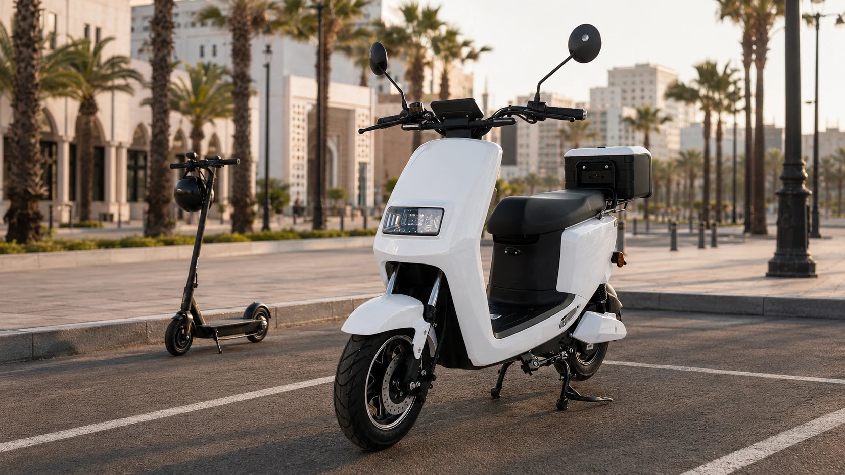Scooter électrique, trottinette et voie cyclable au Maroc